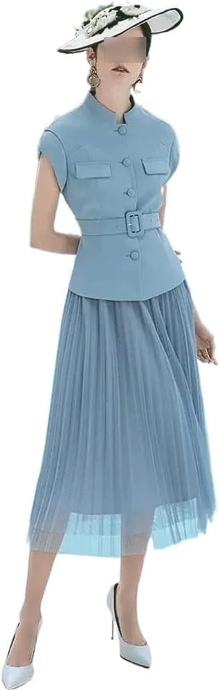 ONMYJFD High-end Suit Women Fashion Net Skirt Two-Piece Waist Professional Dress Temperament Women's Clothing - Image 2