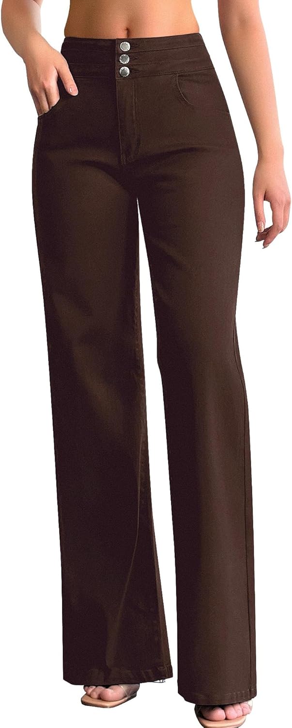 roswear Women's Wide Leg Jeans Casual High Waisted Stretch Baggy Loose Denim Pants - Image 22