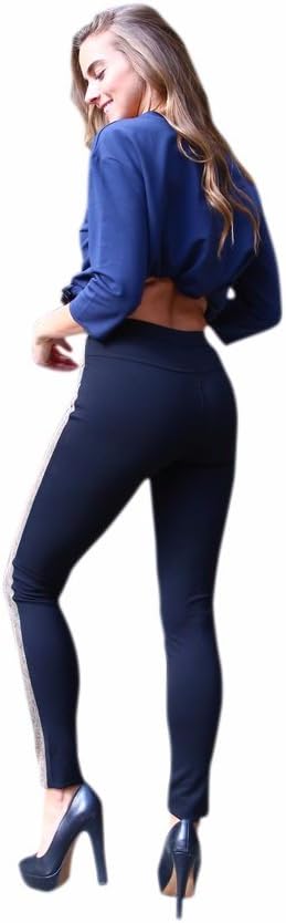 Skinny Pants by Anze Creations – Black and Gray Pants – Slim Leg Pants | Womens Fashion Clothing - Small - Image 3