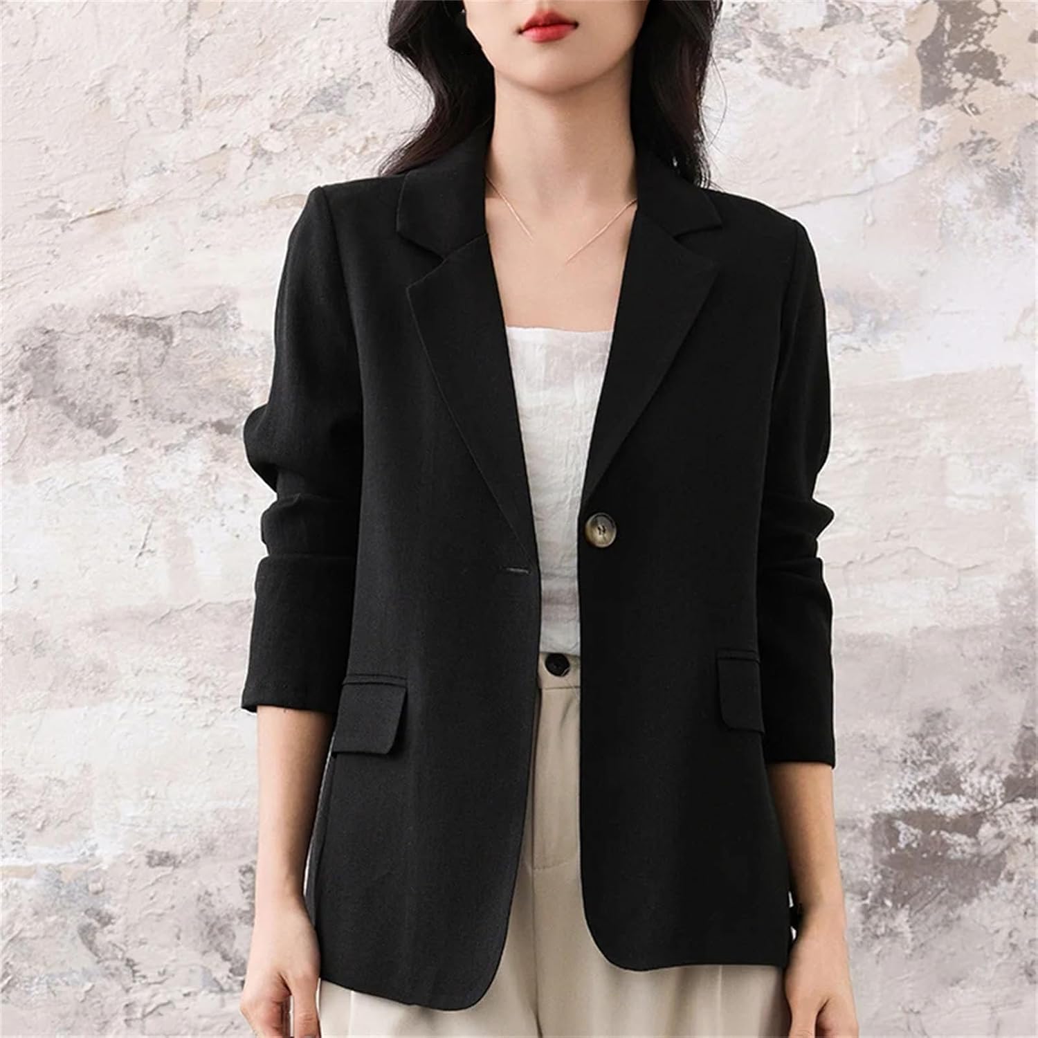 Spring Women's Blazer Single Button Long Sleeve Casual Thin Soft Fashion Women's Clothing - Image 4