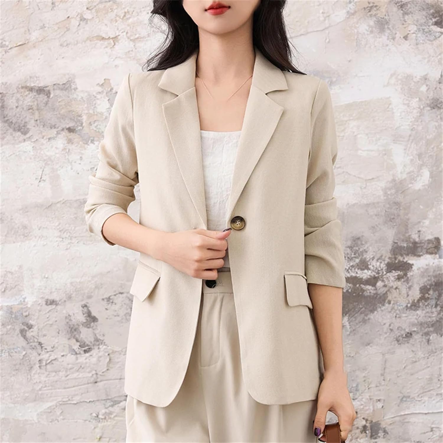 Spring Women's Blazer Single Button Long Sleeve Casual Thin Soft Fashion Women's Clothing - Image 3