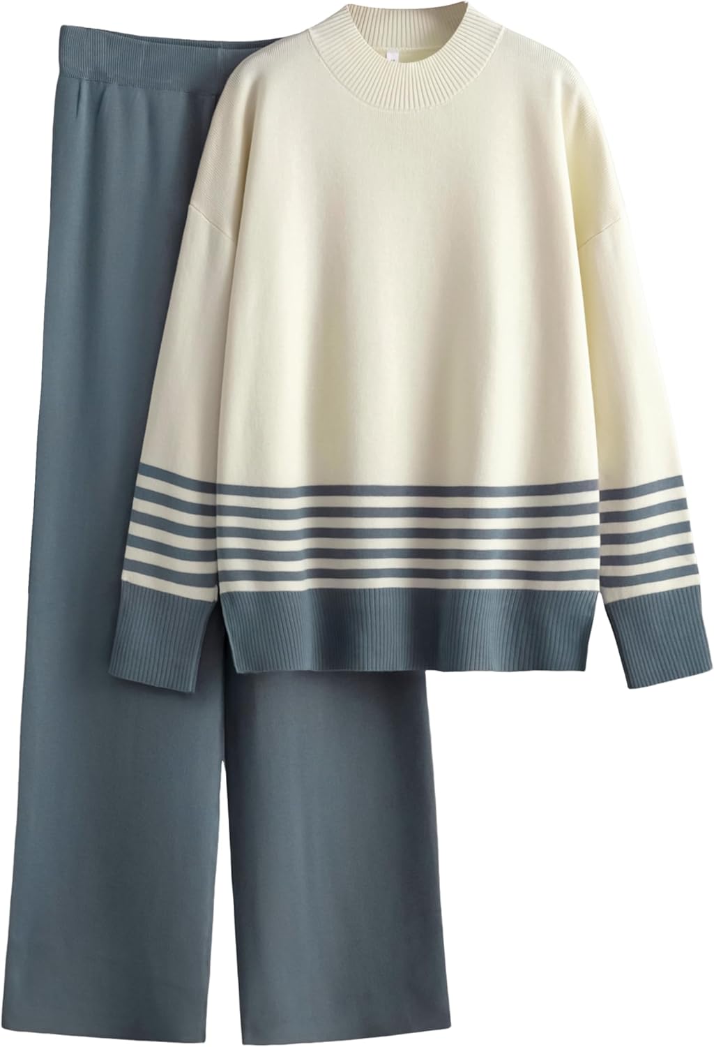 Tanming Women's Lounge Sets 2 Piece Outfits Knitted Pullover Sweater Tops Wide Leg Pants Tracksuit - Image 11