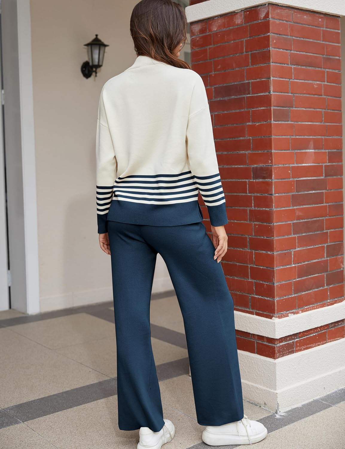 Tanming Women's Lounge Sets 2 Piece Outfits Knitted Pullover Sweater Tops Wide Leg Pants Tracksuit - Image 6