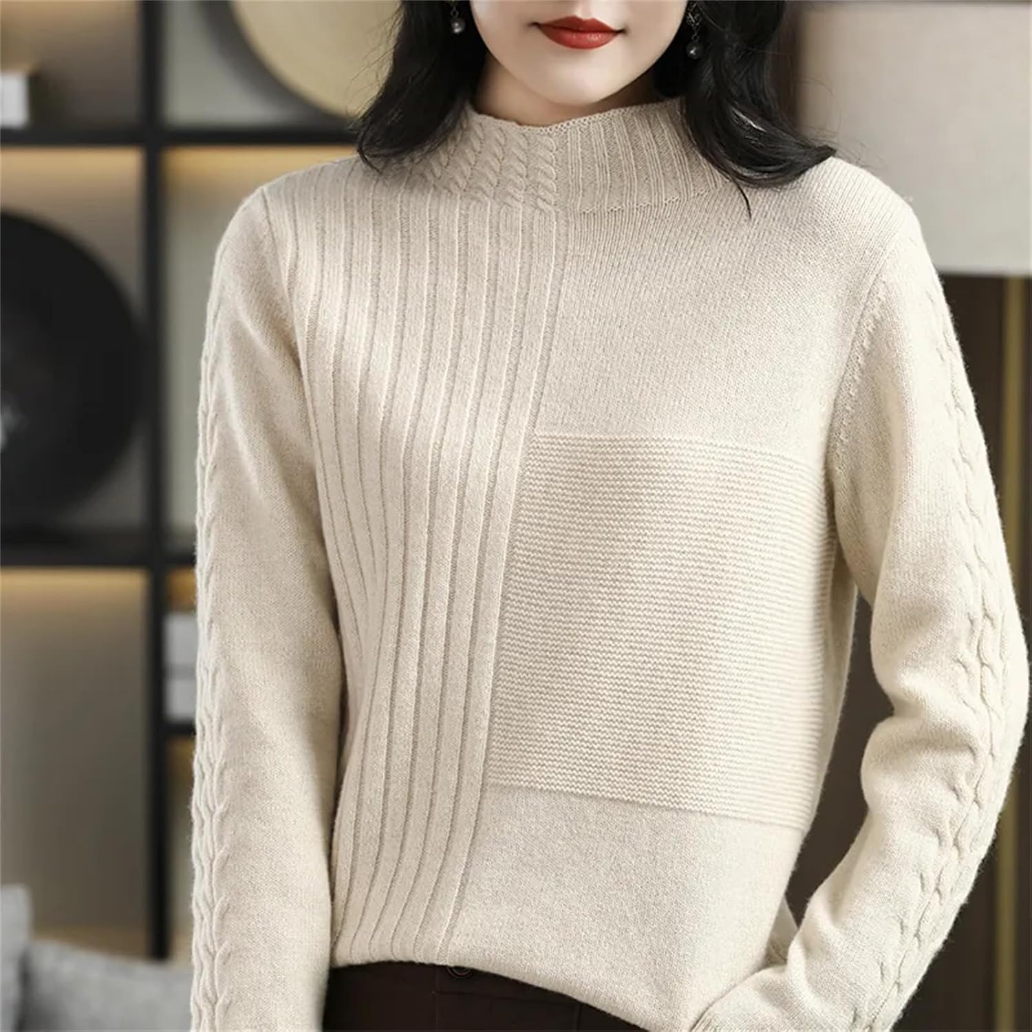 Turtleneck Women's Thick Sweater 100% Merino Wool Winter Cashmere Clothes Knitted Pullover Fashion Sweater Tops - Image 3