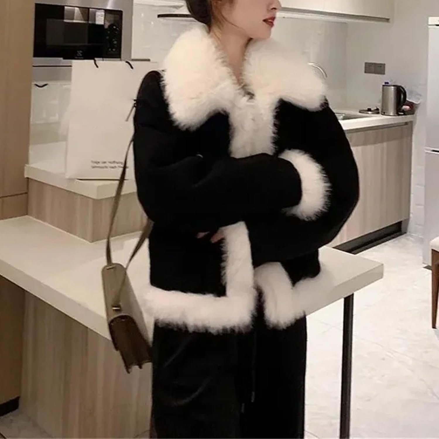 Version Denim Cotton Jacket With Large Woolen Collar Loose Fashionable Short Thick Cotton Clothing Jacket For women - Image 5