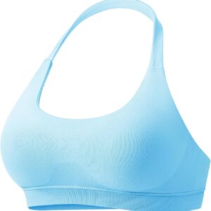 VOYJOY Women Workout Impact Bras Medium Low Support Halter Sports Bras Seamless Open Back Gym Padded Yoga Crop Top