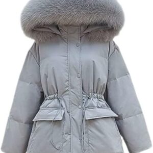 White Duck Down Coat Winter Women Fashion Hooded Collar Thicken Warm Feather Clothing Female Parka Overcoat