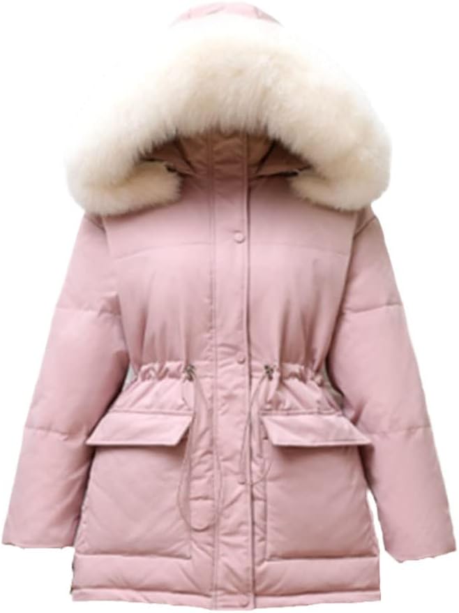 White Duck Down Coat Winter Women Fashion Hooded Collar Thicken Warm Feather Clothing Female Parka Overcoat - Image 4