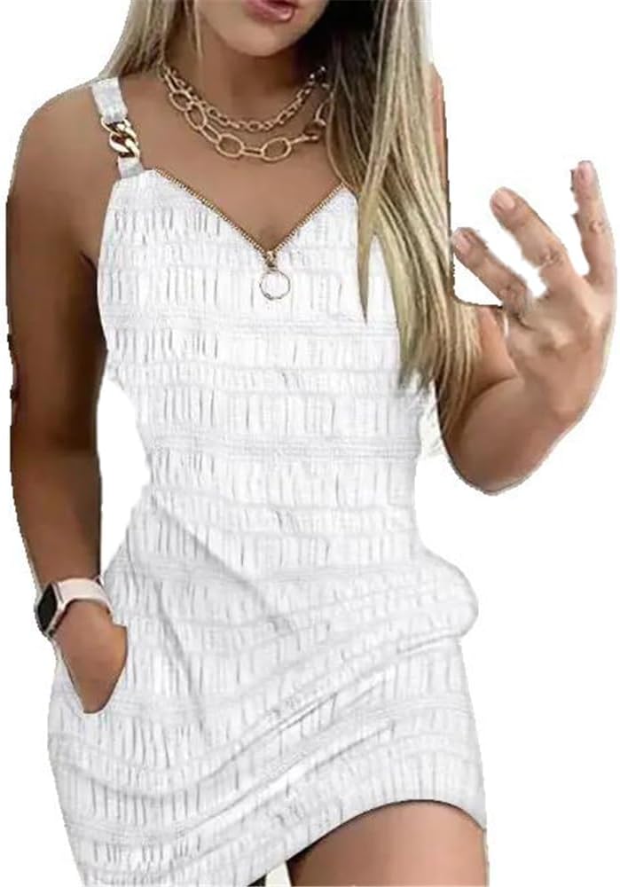 WINSUNNY Elegant Dresses Sexy Vneck Zipper Mini Fashion Summer Casual Female Clothing - Image 8