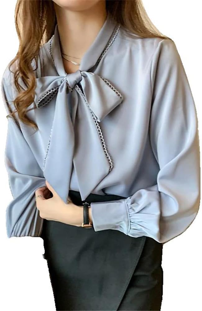 WINSUNNY Spring Fashion Autumn Chiffon Blue Long Sleeve White Office Lady Clothes - Image 8