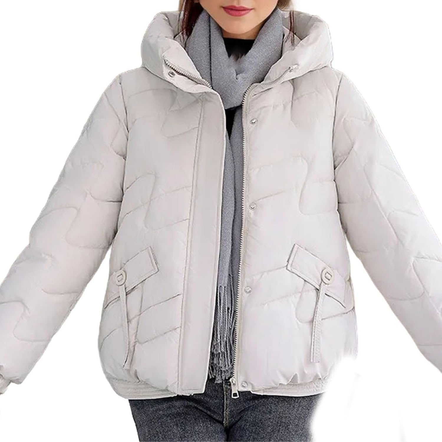 Woman Down jacketr Stylish Puffer jacketr Casual Coat Hooded Fashion Warm Thick Zipper Coat Woman Winter Clothes