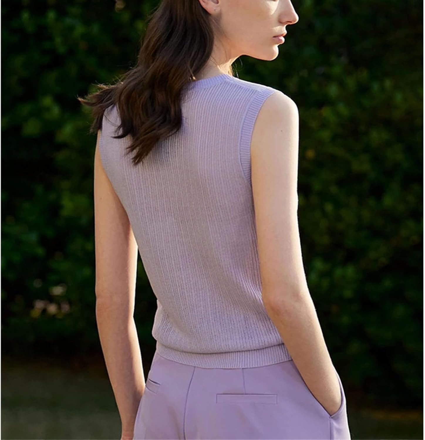 Woman Sleeveless O-Neck Office Lady Knitted Female Chic Straight Camisole Vest Female Knitted Clothing Camis - Image 3