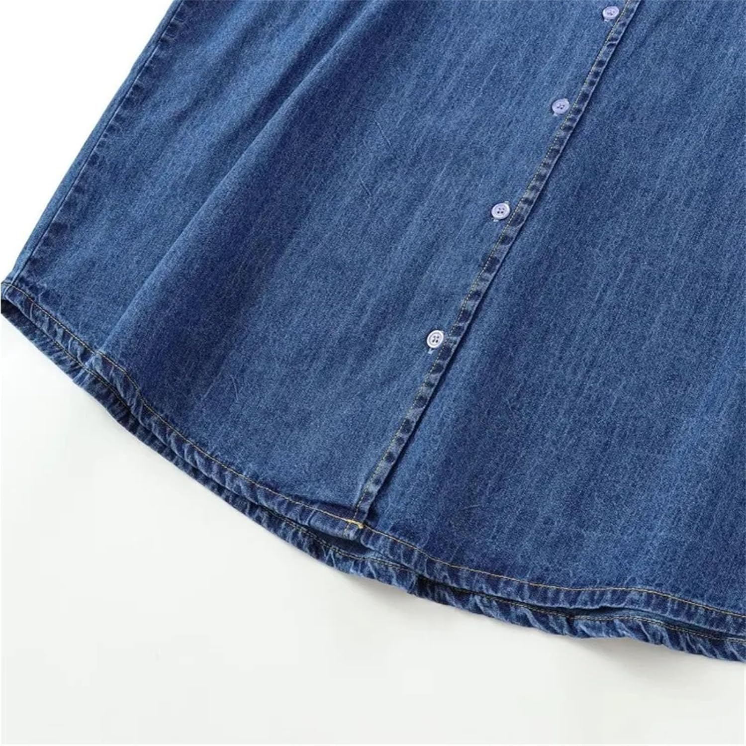 Women Fashion Casual Denim Shirt Chic Collar Three Quarter Button Top Blouses Female Clothing - Image 4