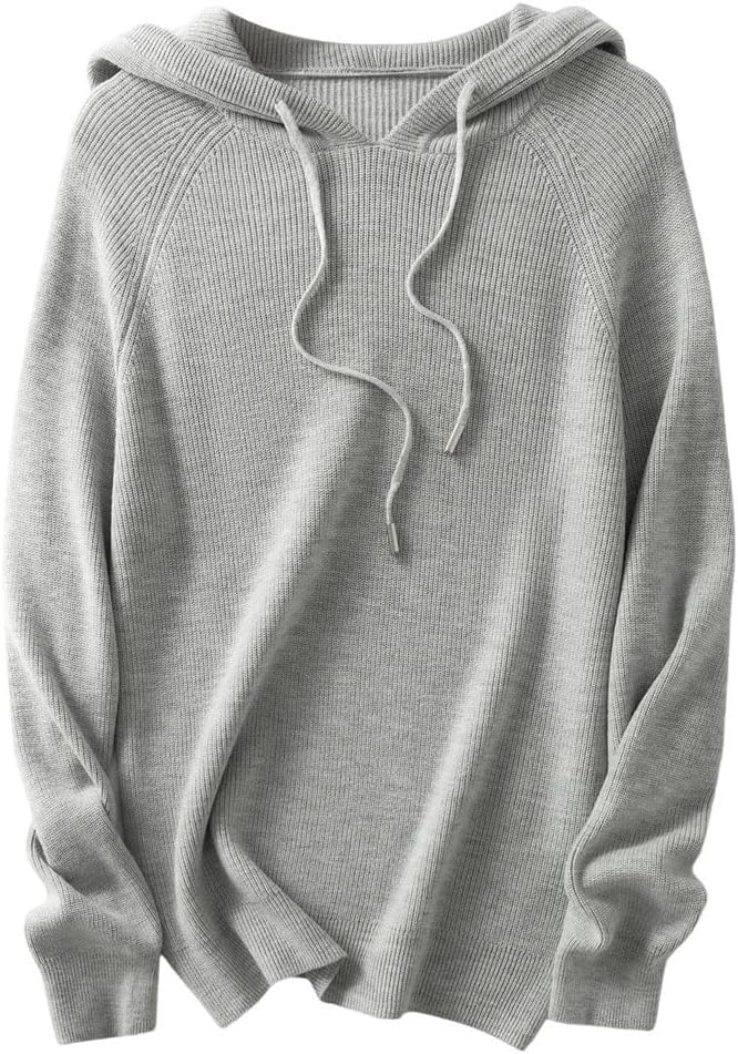 Women Hooded Neck Knitted Pullover Spring Fall Basic Fashion Casual Long Sleeve Sweater Clothing