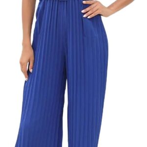 Women Jumpsuit Fashion V-neck Wide Leg Pants Solid Ruffles Sleeveless Clothing Jumpsuits