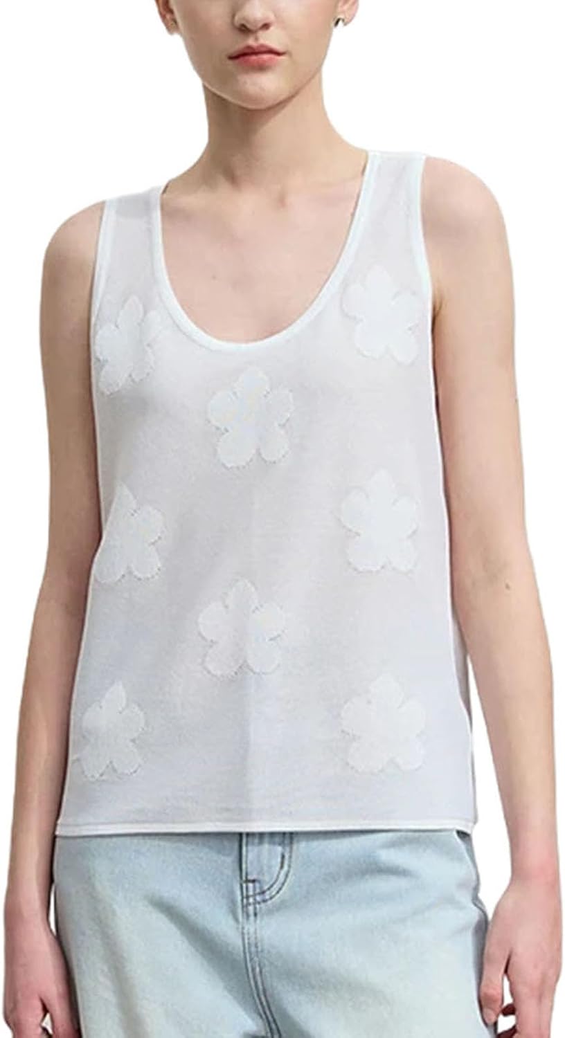 Women Knitted Camisole Solid Sleeveless U-Neck Casual Tops for Woman Fashion Office Lady Clothing