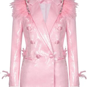 Women Solid Loose Spliced Blazer Long Sleeves Patchwork Sequins Fashion Coat Female Clothing