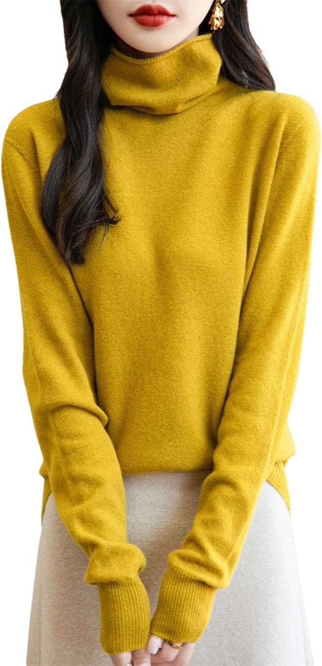 Women's 100% Merino Wool Sweater Long Sleeve Turtleneck Tops Vintage Knitted Pullover Fashion Clothing - Image 14
