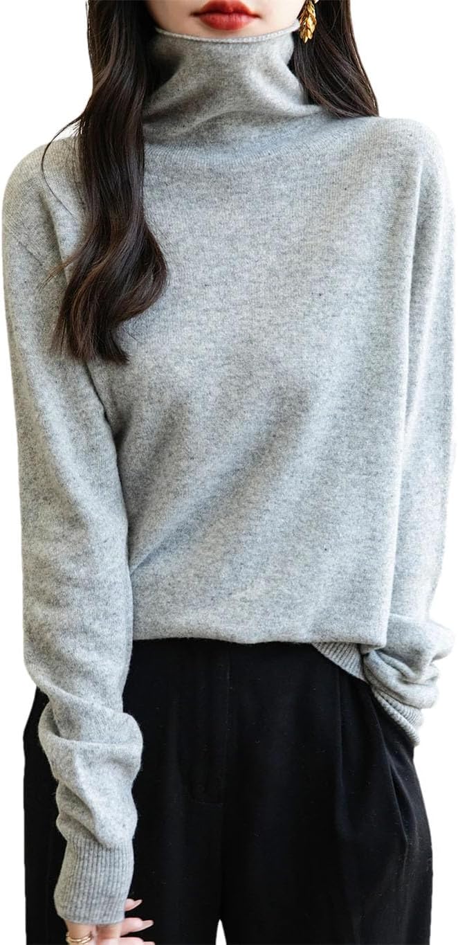 Women's 100% Merino Wool Sweater Long Sleeve Turtleneck Tops Vintage Knitted Pullover Fashion Clothing - Image 20