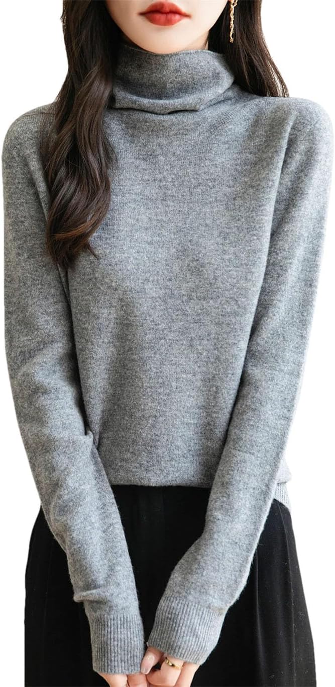 Women's 100% Merino Wool Sweater Long Sleeve Turtleneck Tops Vintage Knitted Pullover Fashion Clothing - Image 16