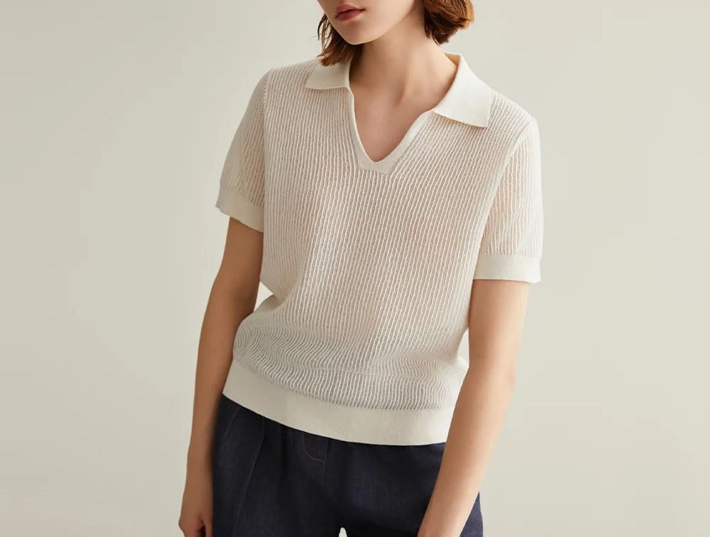 Women's Clothing Fashion Ladies Knitted Pullover Silk Polo Shirts Sweaters - Image 2