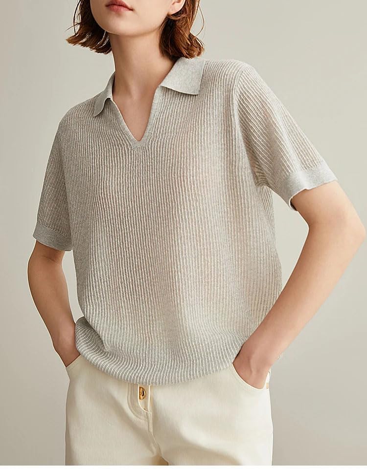 Women's Clothing Fashion Ladies Knitted Pullover Silk Polo Shirts Sweaters - Image 6
