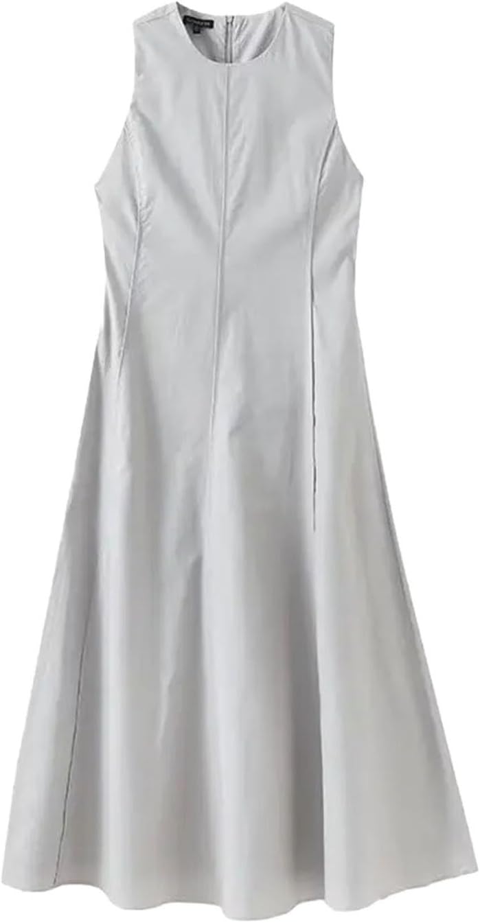 Women's Clothing Fashionable and Versatile Temperament Simple Old Money Style Loose Dress with Zipper