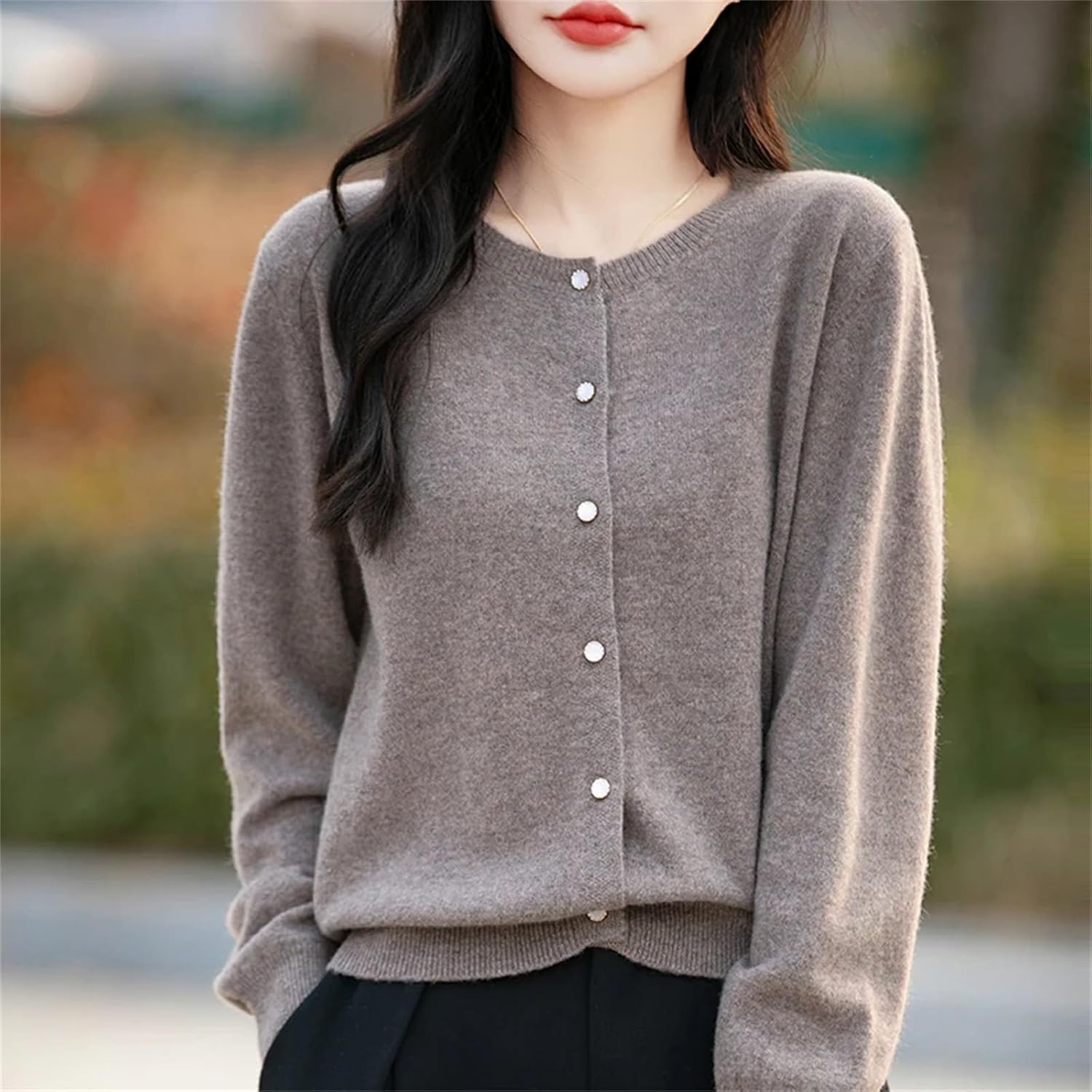 Women's Clothing Merino Wool Cardigan Spring O-Neck Cashmere Knitted Fashionable Sweater Jacke - Image 6