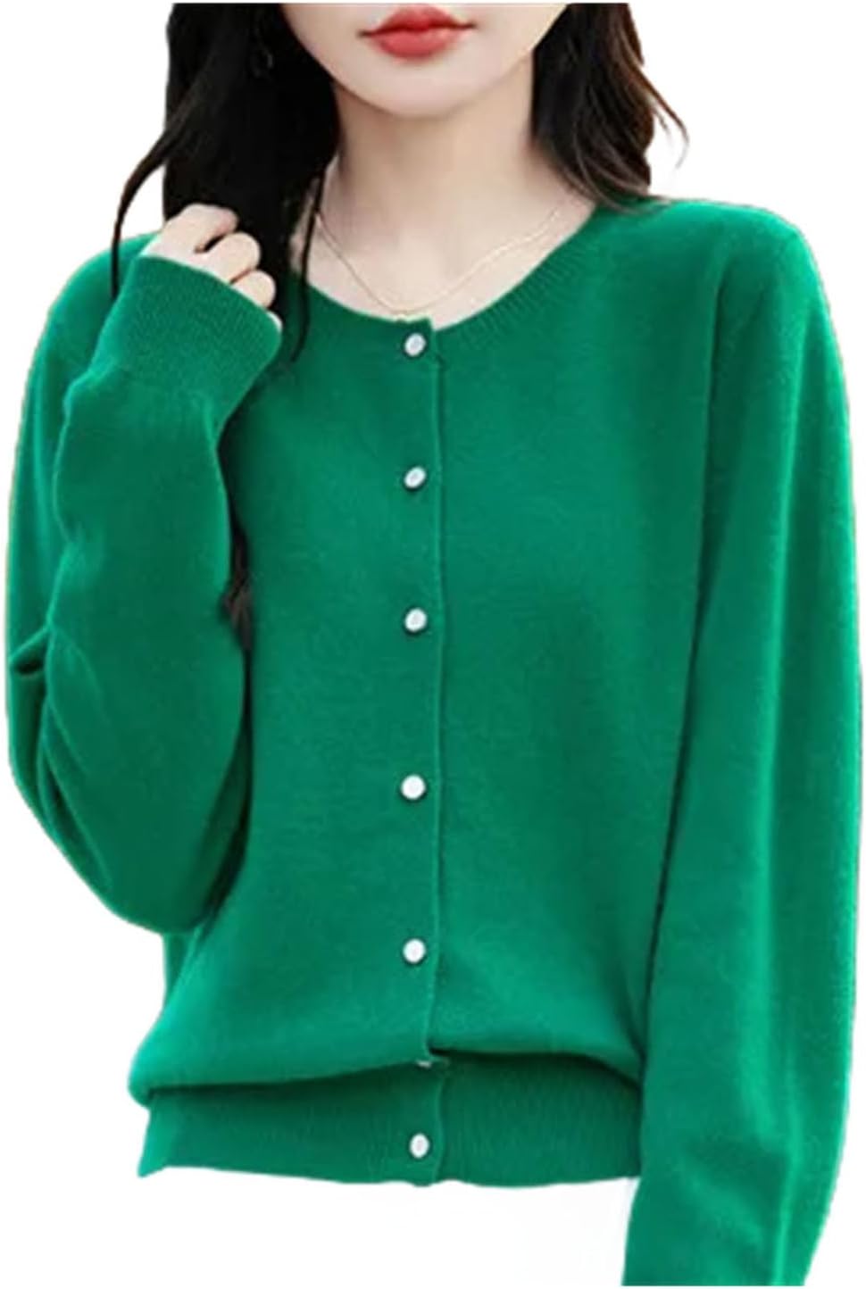 Women's Clothing Merino Wool Cardigan Spring O-Neck Cashmere Knitted Fashionable Sweater Jacke - Image 9