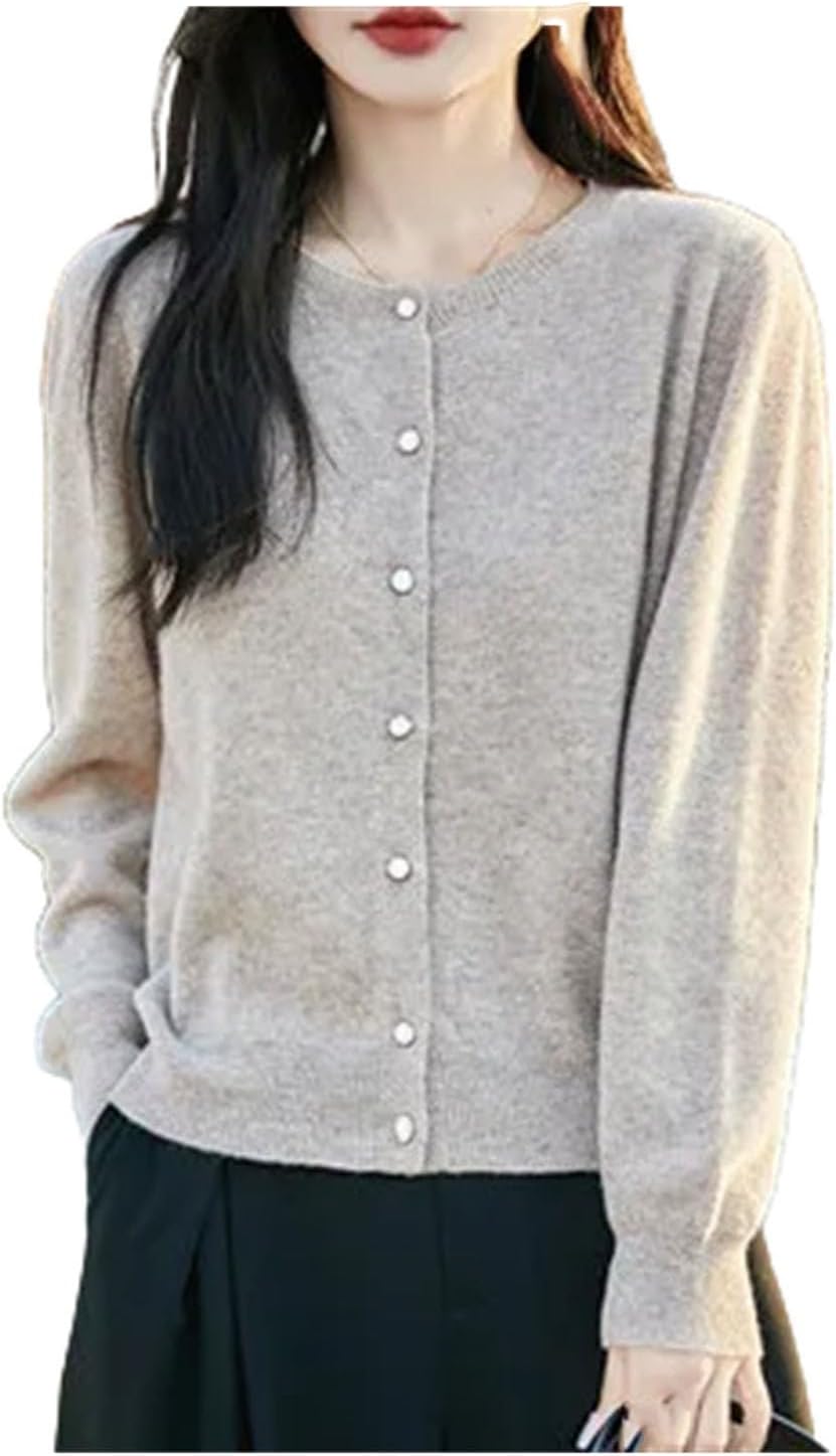 Women's Clothing Merino Wool Cardigan Spring O-Neck Cashmere Knitted Fashionable Sweater Jacke - Image 13