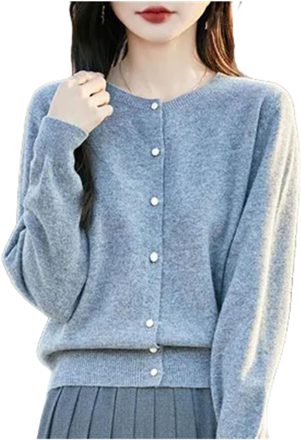 Women's Clothing Merino Wool Cardigan Spring O-Neck Cashmere Knitted Fashionable Sweater Jacke - Image 11