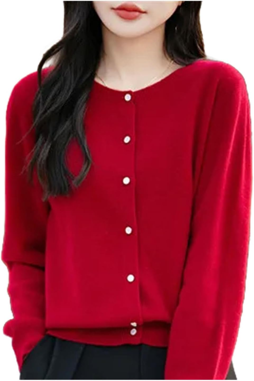 Women's Clothing Merino Wool Cardigan Spring O-Neck Cashmere Knitted Fashionable Sweater Jacke - Image 8