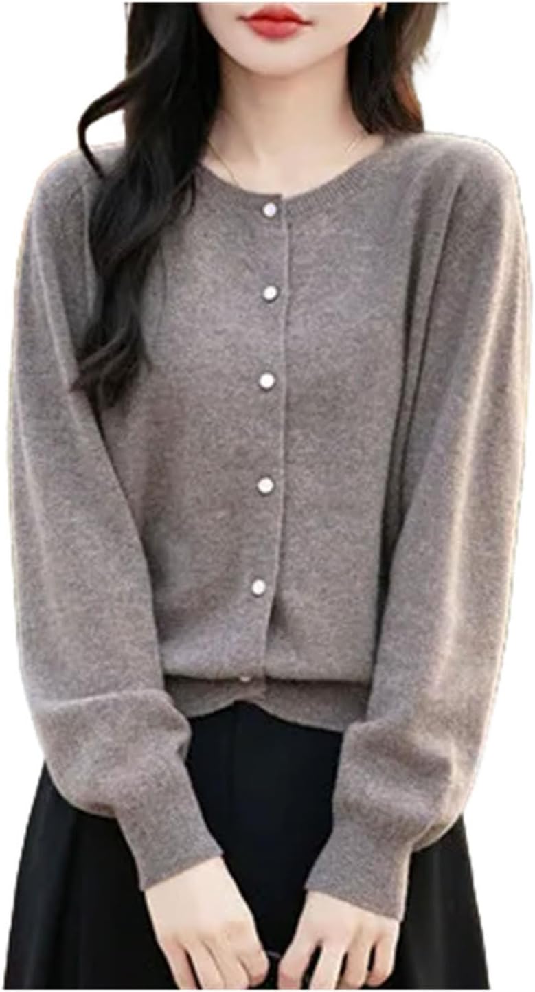 Women's Clothing Merino Wool Cardigan Spring O-Neck Cashmere Knitted Fashionable Sweater Jacke