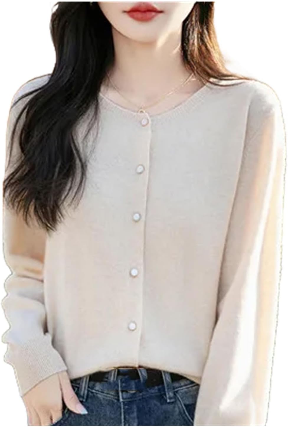 Women's Clothing Merino Wool Cardigan Spring O-Neck Cashmere Knitted Fashionable Sweater Jacke - Image 10