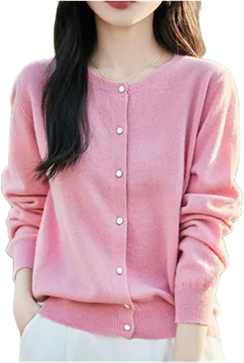 Women's Clothing Merino Wool Cardigan Spring O-Neck Cashmere Knitted Fashionable Sweater Jacke - Image 7