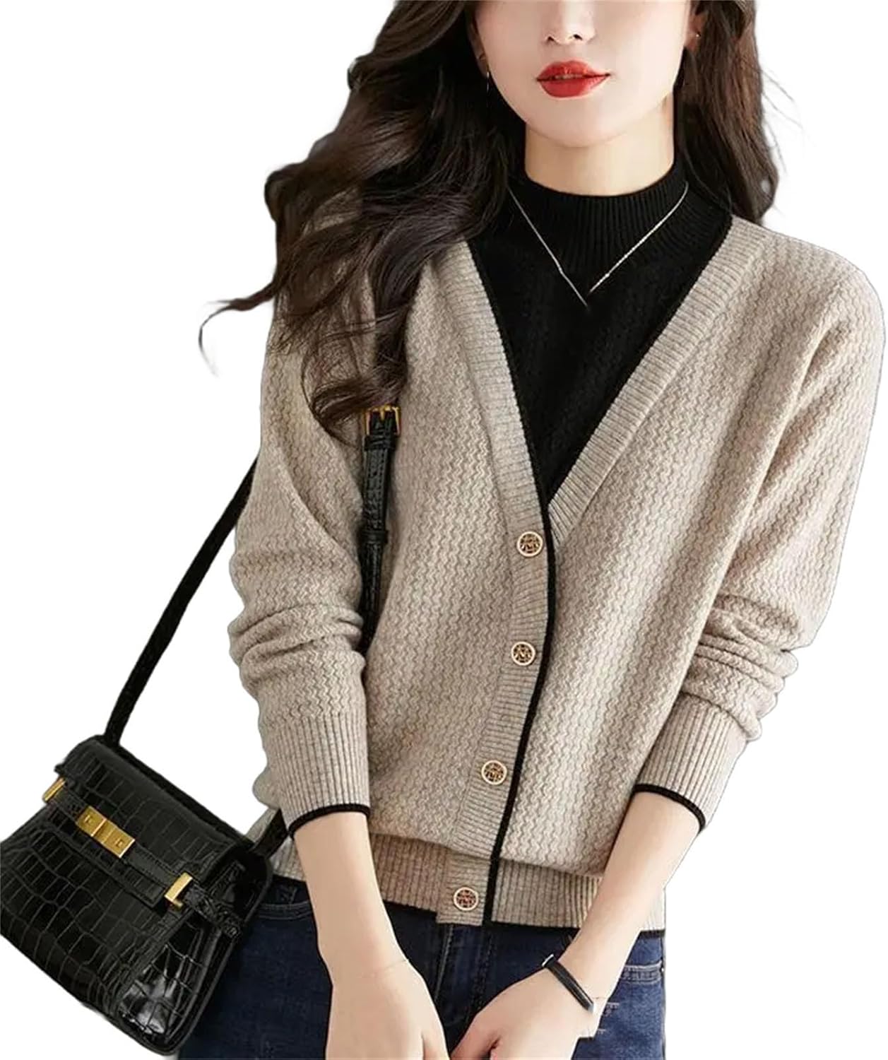 Women's Fashion Half High Collar Long Sleeve Sweater Clothes Elegant Knitwear - Image 9