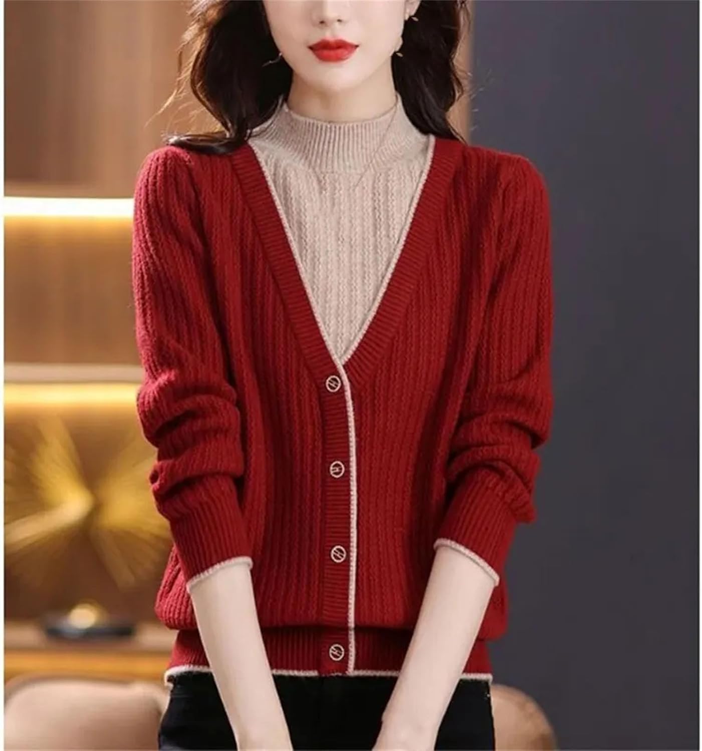 Women's Fashion Half High Collar Long Sleeve Sweater Clothes Elegant Knitwear - Image 6