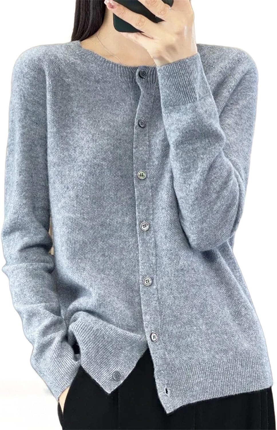 Womens Fashion Merino Wool Sweater Knitted Cashmere Cardigan Basic Knitwear Fashion Spring O-Neck Clothing Tops - Image 10