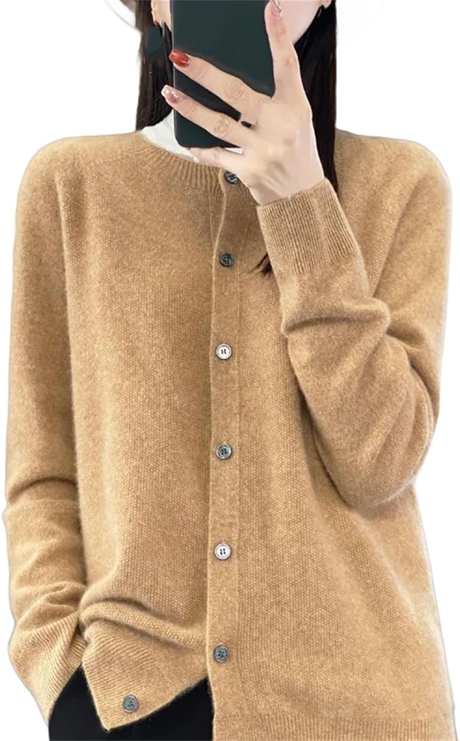 Womens Fashion Merino Wool Sweater Knitted Cashmere Cardigan Basic Knitwear Fashion Spring O-Neck Clothing Tops - Image 13