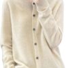 Womens Fashion Merino Wool Sweater Knitted Cashmere Cardigan Basic Knitwear Fashion Spring O-Neck Clothing Tops