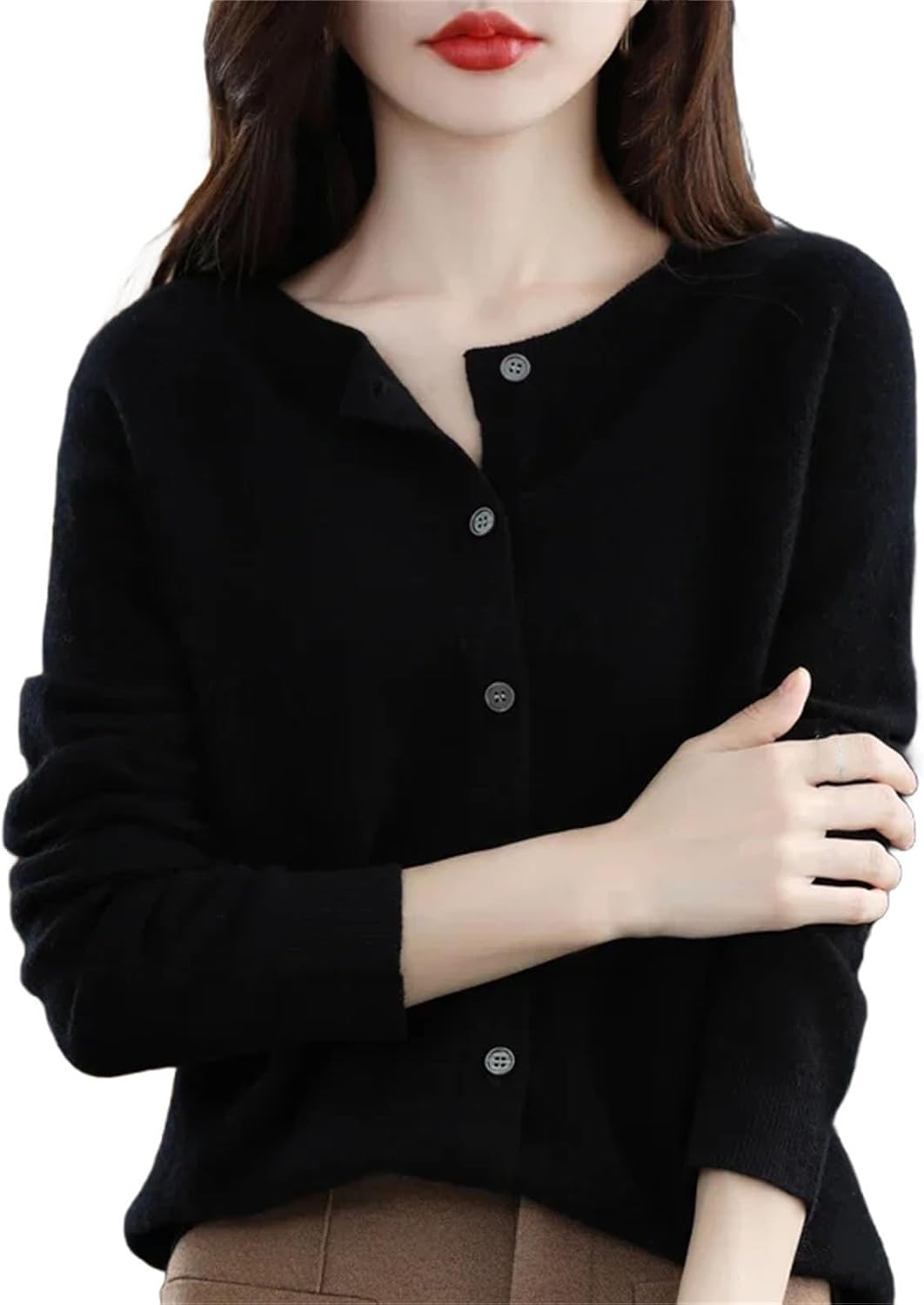 Womens Fashion Merino Wool Sweater Knitted Cashmere Cardigan Basic Knitwear Fashion Spring O-Neck Clothing Tops - Image 15