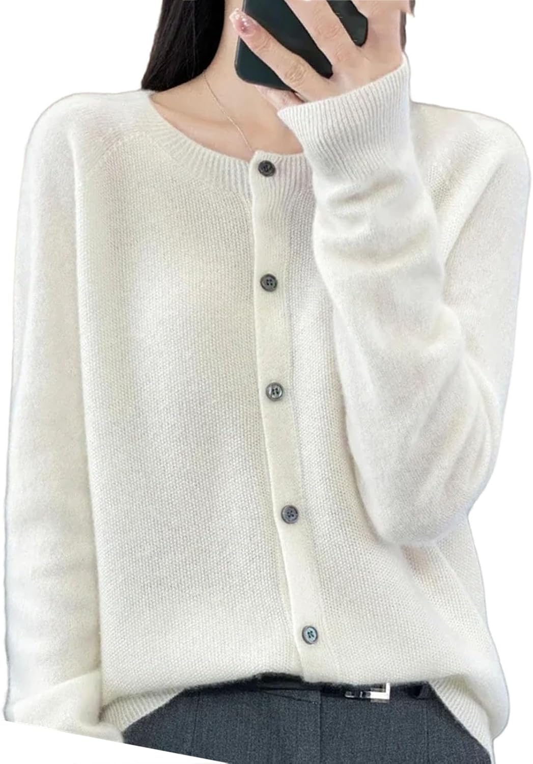 Womens Fashion Merino Wool Sweater Knitted Cashmere Cardigan Basic Knitwear Fashion Spring O-Neck Clothing Tops - Image 16