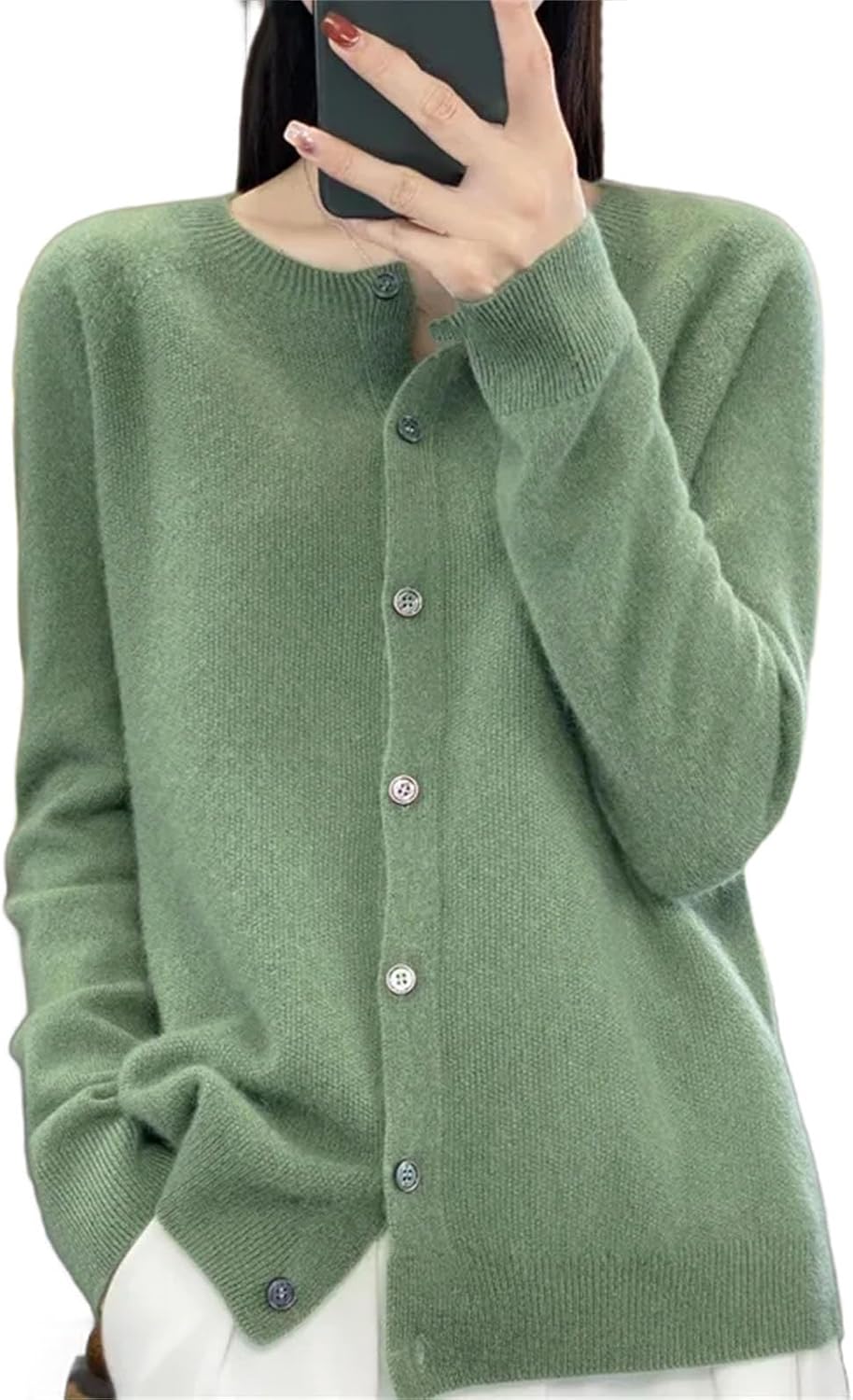 Womens Fashion Merino Wool Sweater Knitted Cashmere Cardigan Basic Knitwear Fashion Spring O-Neck Clothing Tops - Image 9