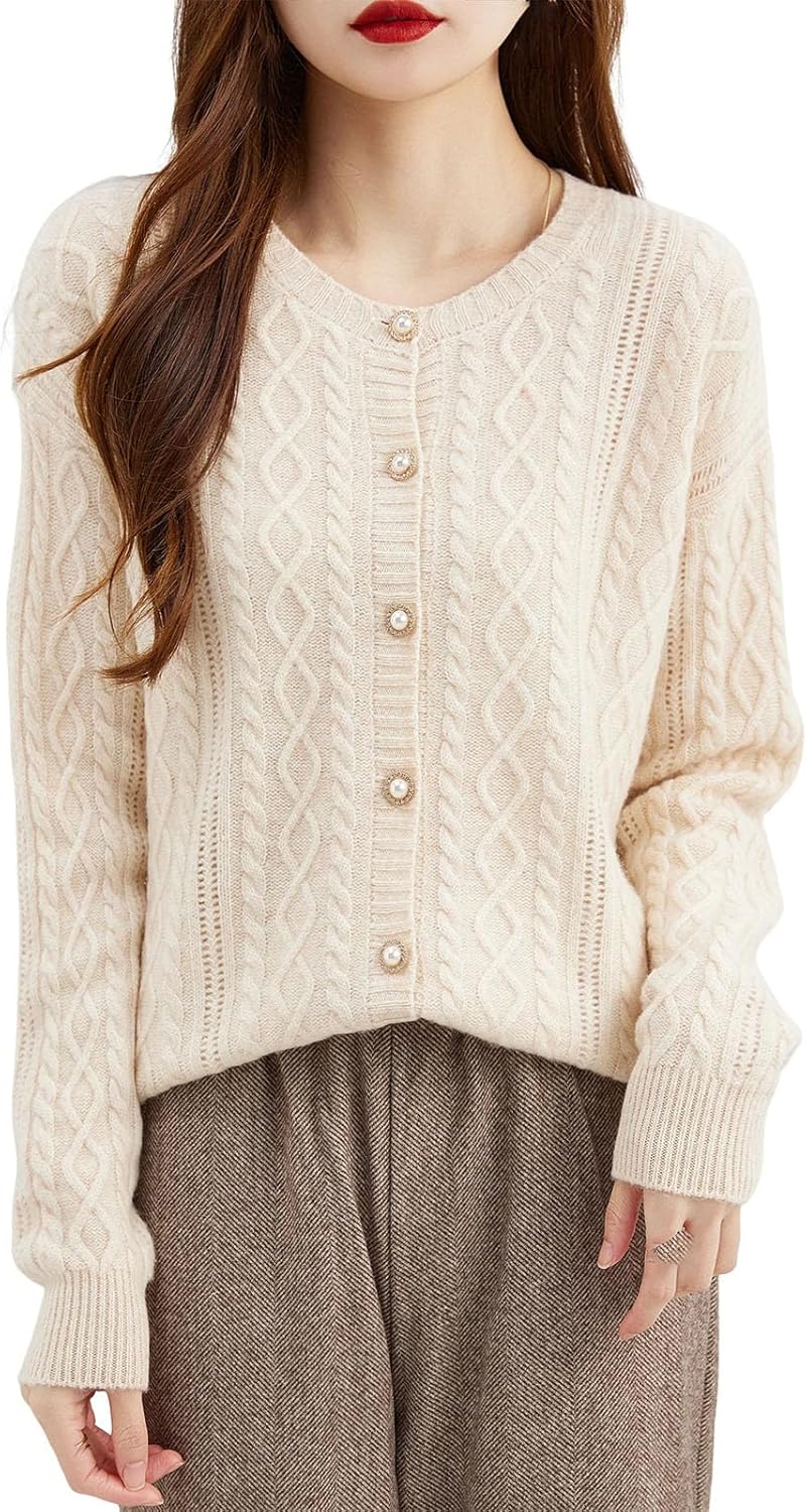 Women's Solid Color Casual Cardigan Jacket Women's Sweater Round Neck Cardigan Casual Long Sleeve Knitted Women's Clothing - Image 5