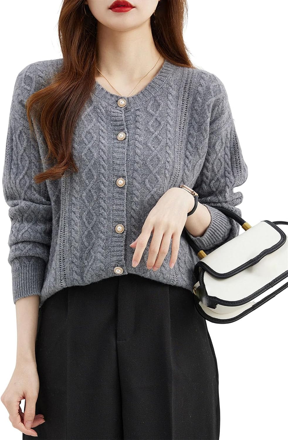 Women's Solid Color Casual Cardigan Jacket Women's Sweater Round Neck Cardigan Casual Long Sleeve Knitted Women's Clothing - Image 7