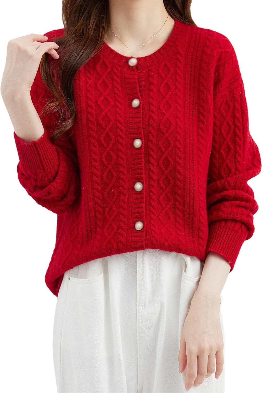 Women's Solid Color Casual Cardigan Jacket Women's Sweater Round Neck Cardigan Casual Long Sleeve Knitted Women's Clothing - Image 10