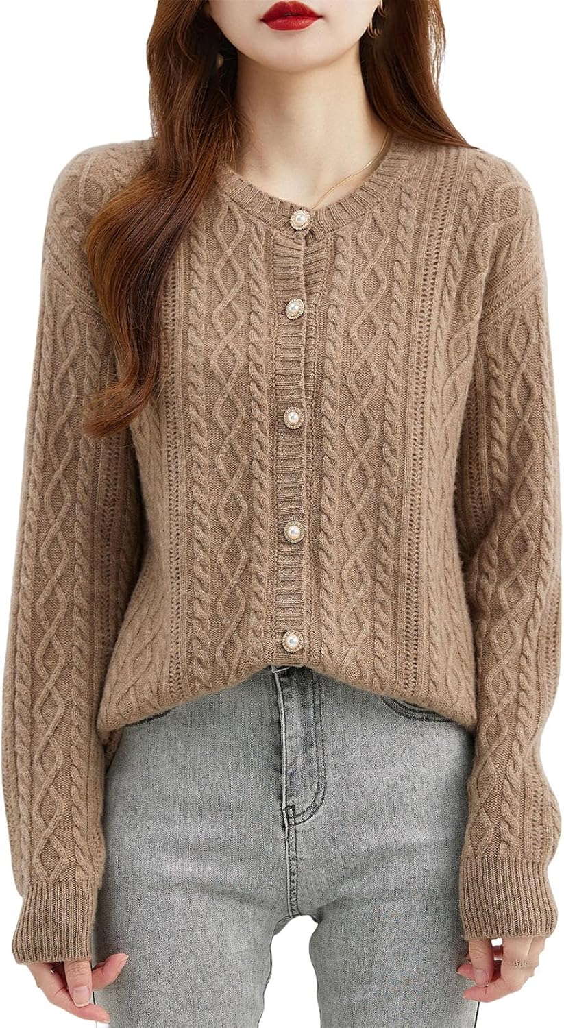 Women's Solid Color Casual Cardigan Jacket Women's Sweater Round Neck Cardigan Casual Long Sleeve Knitted Women's Clothing - Image 9
