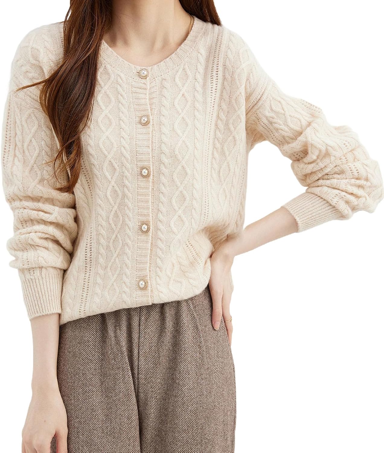 Women's Solid Color Casual Cardigan Jacket Women's Sweater Round Neck Cardigan Casual Long Sleeve Knitted Women's Clothing - Image 11