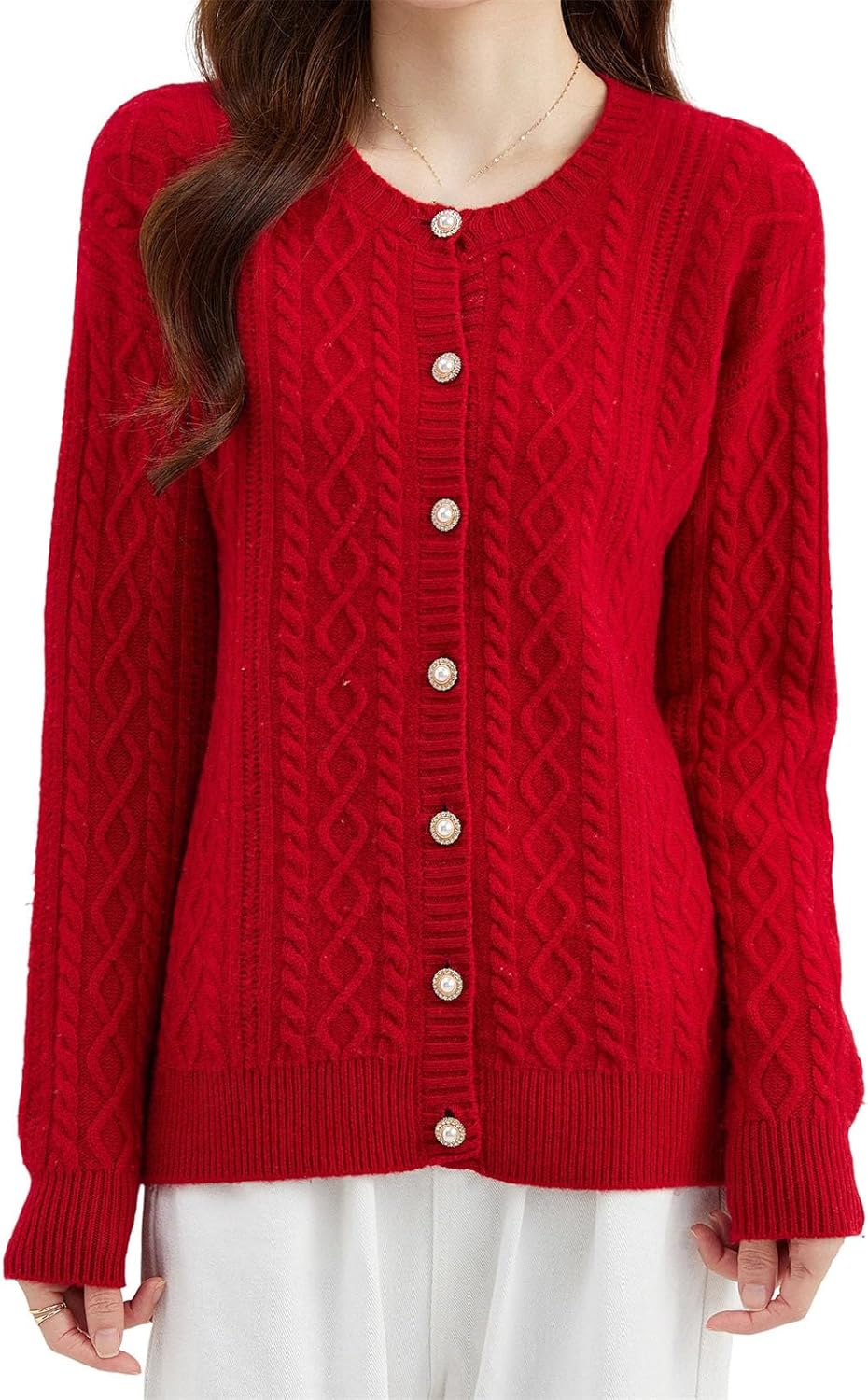 Women's Solid Color Casual Cardigan Jacket Women's Sweater Round Neck Cardigan Casual Long Sleeve Knitted Women's Clothing - Image 4