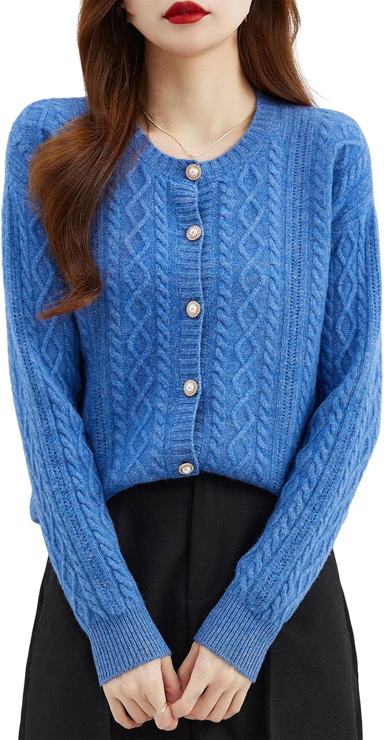 Women's Solid Color Casual Cardigan Jacket Women's Sweater Round Neck Cardigan Casual Long Sleeve Knitted Women's Clothing - Image 6